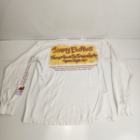 Gildan Jimmy Buffet 5 o'clock on St. Somewhere White Long Sleeve Tee Mens Size M - Picture 3 of 8